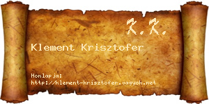 Klement Krisztofer névjegykártya